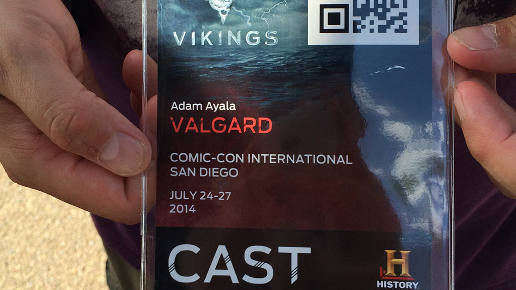 Close shot of a Vikings Cast ID at San Diego Comic Con